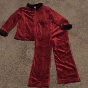 Beautiful Vintage Just Friends Holiday Fur trim velour jacket and pant set 3T